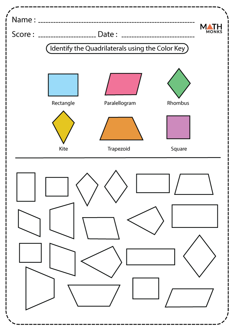 Special Quadrilaterals Worksheets Math Monks